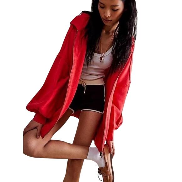 FREE PEOPLE Lucky Zip Up Slouchy Hoodie Jacket Size M New w/o Tag MSRP $148 SOO - Picture 2 of 11